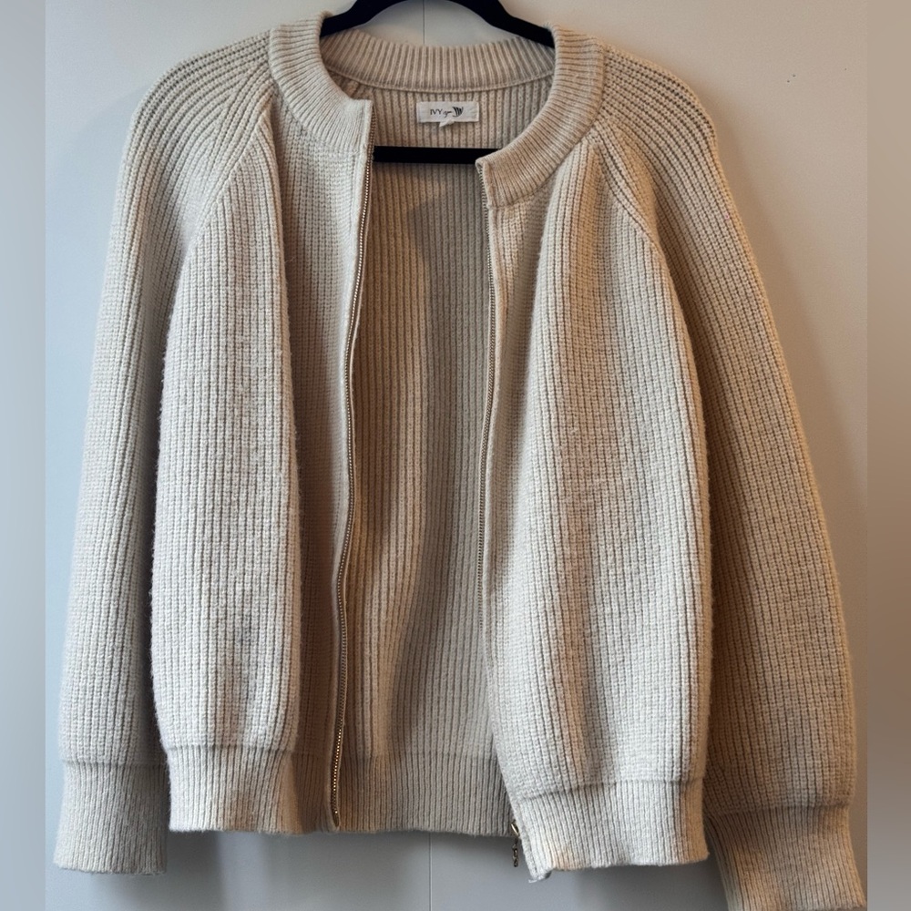 Cream Ribbed Cardigan
